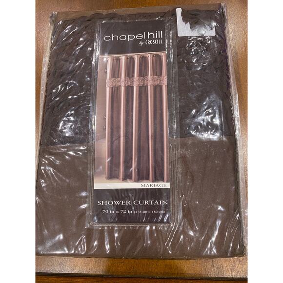 Croscill Other - NIB Chapel Hill Croscill Mariage SC Shower Curtain Chocolate Brown Ruffle Stripe